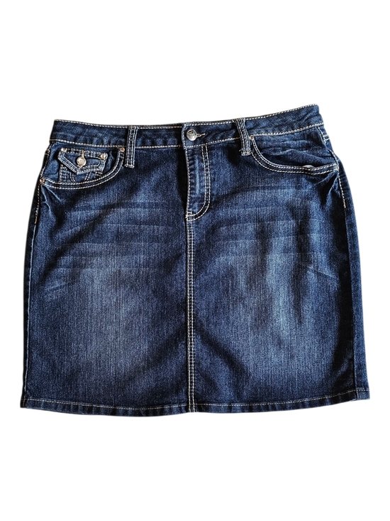 Earl Jeans Dresses & Skirts - Earl Jeans Y2K Dark Wash Denim Mini Skirt Contrast Stitch Size 14